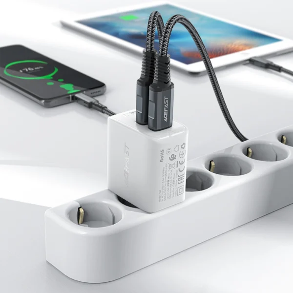 Acefast charger 2x USB 18W QC 3.0, AFC, FCP black (A33 black)eng