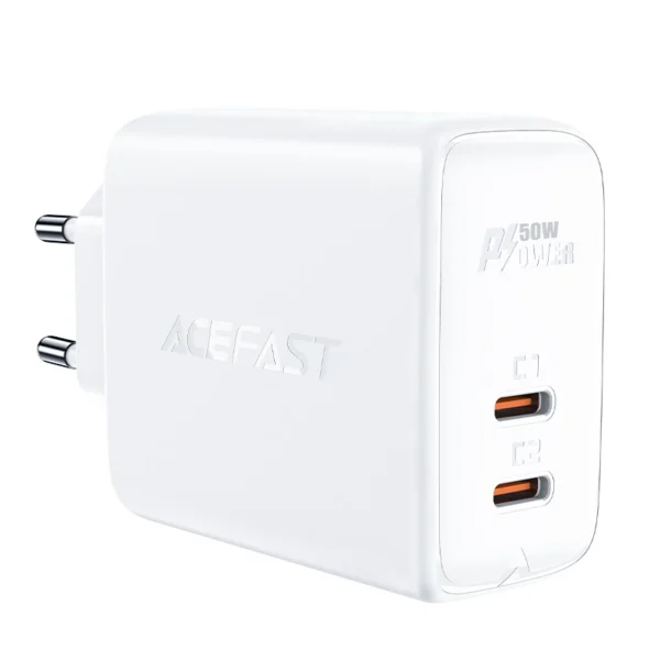 Acefast charger GaN USB Type C 50W, PD, QC 3.0, AFC, FCP white (A29 white)eng