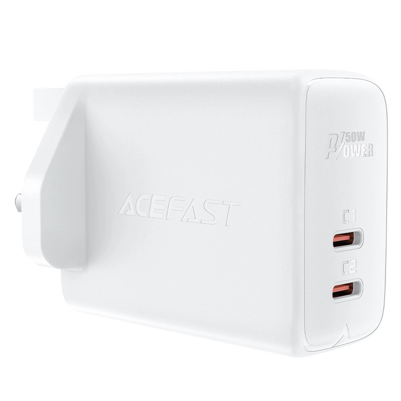 Acefast GaN charger (UK plug) 2x USB Type C 50W, Power Delivery, PPS, Q3 3.0, AFC, FCP (A32 UK)eng