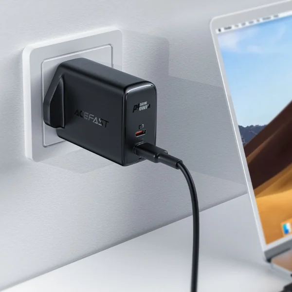 Acefast GaN charger (UK plug) 2x USB Type C 50W, Power Delivery, PPS, Q3 3.0, AFC, FCP (A32 UK)eng