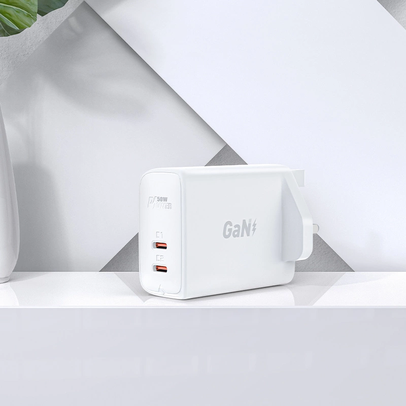 Acefast GaN charger (UK plug) 2x USB Type C 50W, Power Delivery, PPS, Q3 3.0, AFC, FCP (A32 UK)eng