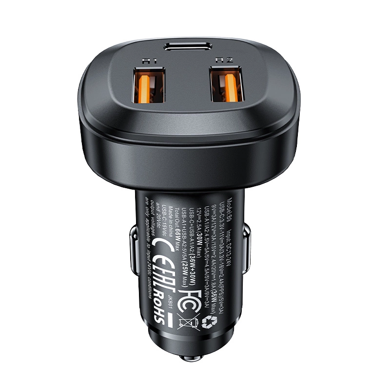 Acefast car charger 66W 2x USB / USB Type C, PPS, Power Delivery, Quick Charge 4.0, AFC, FCP, SCP black (B9)eng