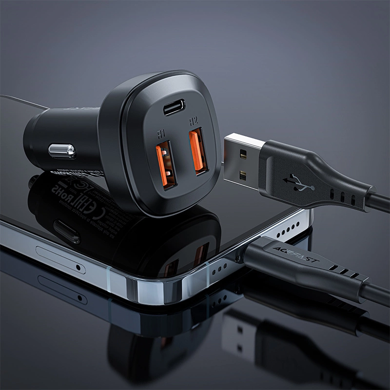 Acefast car charger 66W 2x USB / USB Type C, PPS, Power Delivery, Quick Charge 4.0, AFC, FCP, SCP black (B9)eng