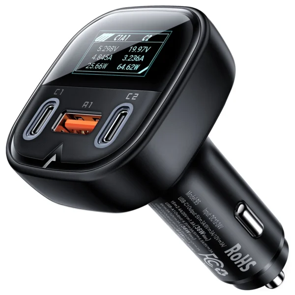 Acefast car charger 101W 2x USB Type C / USB, PPS, Power Delivery, Quick Charge 4.0, AFC, FCP black (B5)eng