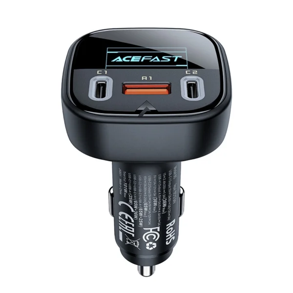 Acefast car charger 101W 2x USB Type C / USB, PPS, Power Delivery, Quick Charge 4.0, AFC, FCP black (B5)eng