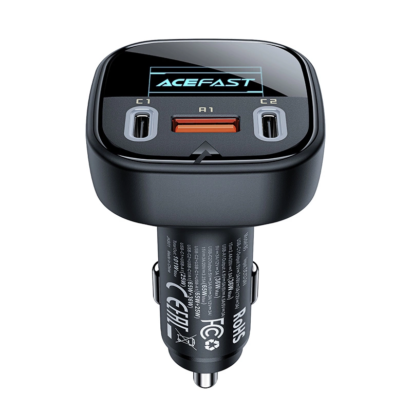 Acefast car charger 101W 2x USB Type C / USB, PPS, Power Delivery, Quick Charge 4.0, AFC, FCP black (B5)eng