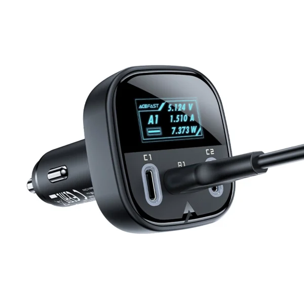 Acefast car charger 101W 2x USB Type C / USB, PPS, Power Delivery, Quick Charge 4.0, AFC, FCP black (B5)eng