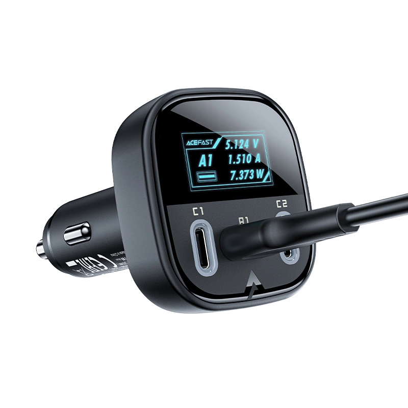 Acefast car charger 101W 2x USB Type C / USB, PPS, Power Delivery, Quick Charge 4.0, AFC, FCP black (B5)eng