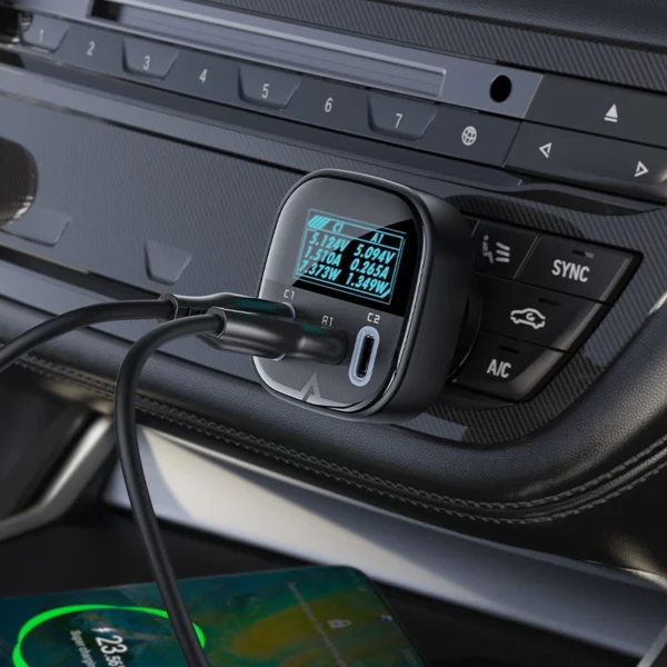 Acefast car charger 101W 2x USB Type C / USB, PPS, Power Delivery, Quick Charge 4.0, AFC, FCP black (B5)eng