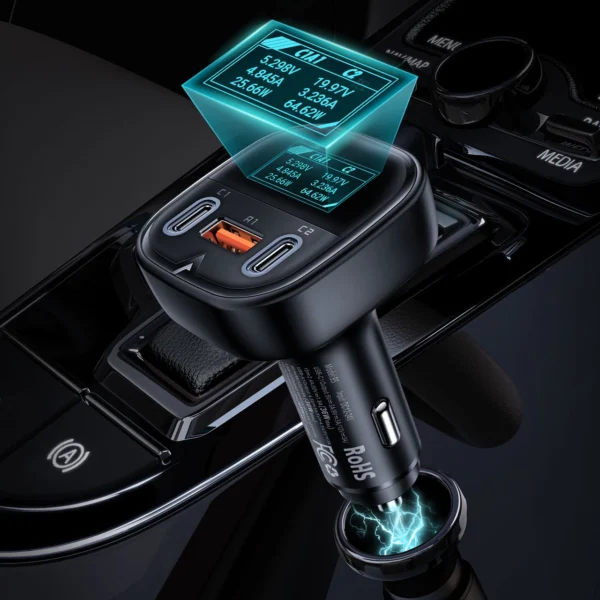 Acefast car charger 101W 2x USB Type C / USB, PPS, Power Delivery, Quick Charge 4.0, AFC, FCP black (B5)eng