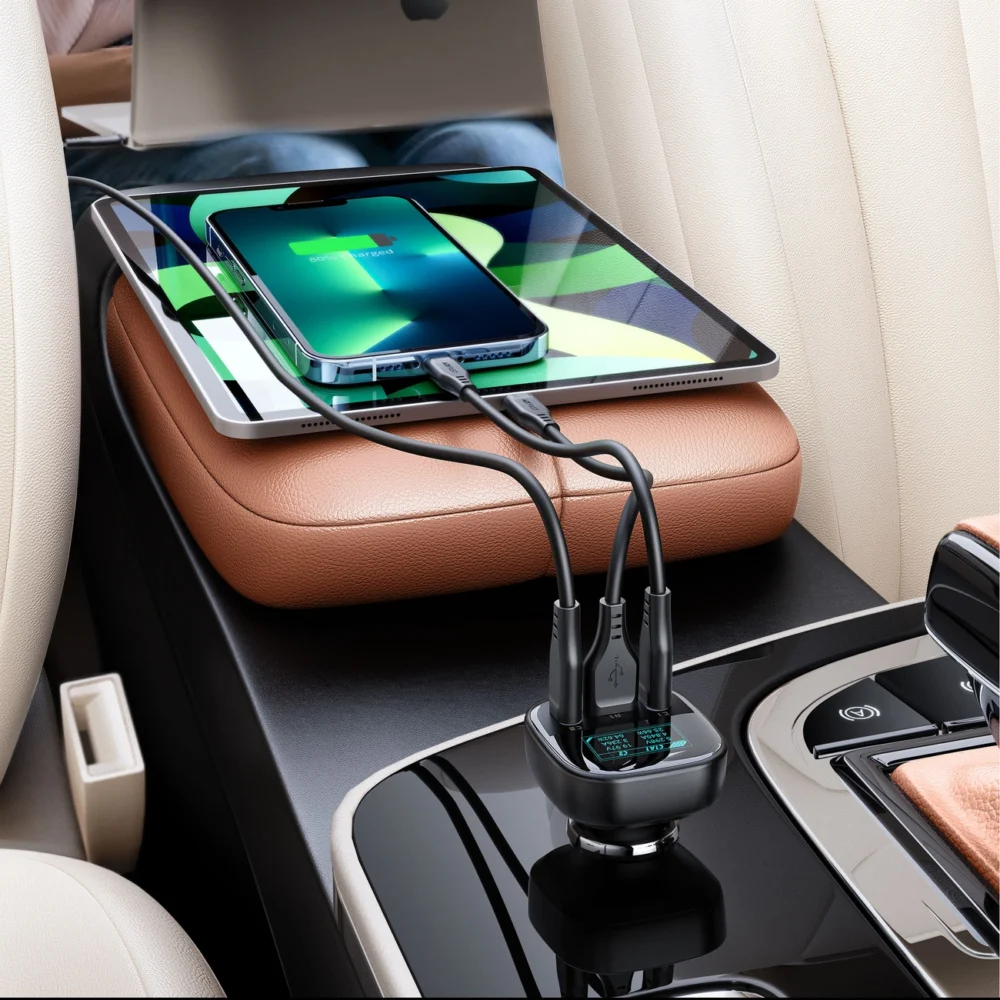 Acefast car charger 101W 2x USB Type C / USB, PPS, Power Delivery, Quick Charge 4.0, AFC, FCP black (B5)eng