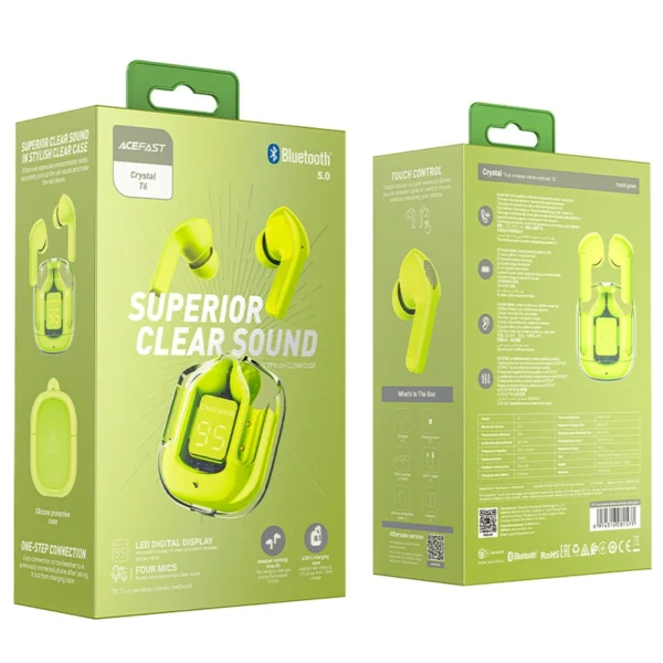 Acefast T6 TWS Bluetooth In-Ear Wireless Headphones - Greeneng