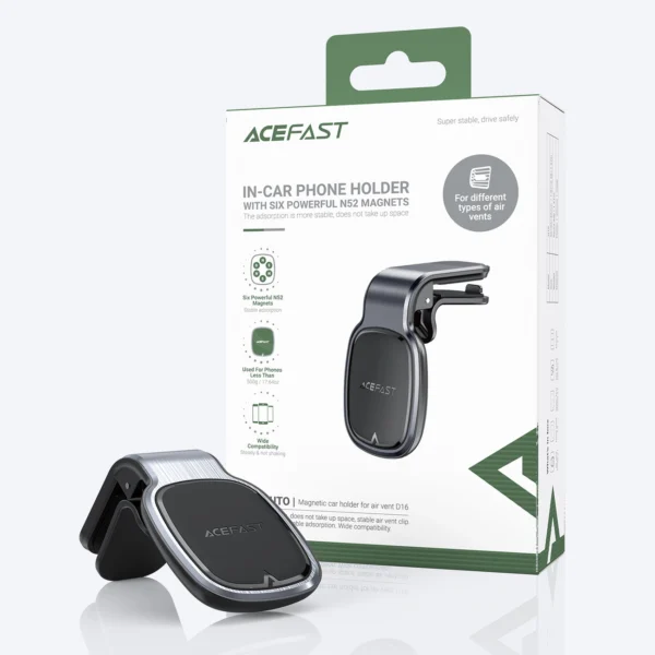 Acefast magnetic car phone holder for air vent gray (D16 gray)eng
