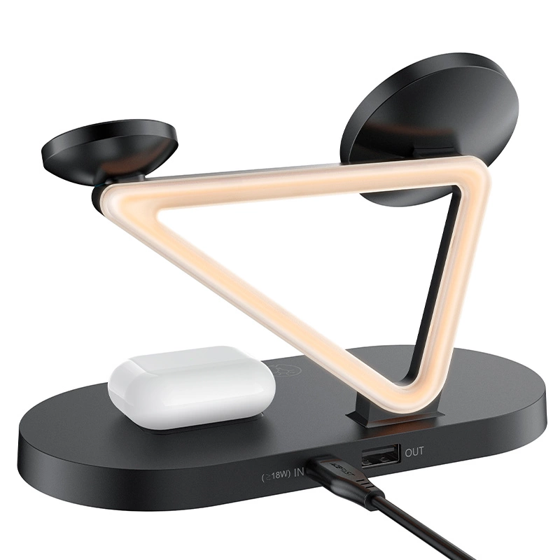 Acefast 15W Qi Wireless Charger for iPhone (with MagSafe), Apple Watch and Apple AirPods Stand Holder Magnetic Holder Black (E9 black)eng