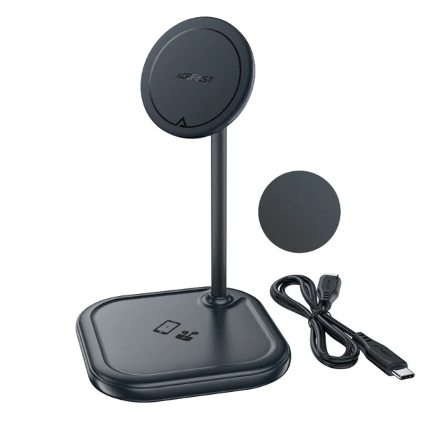 Acefast 15W Qi Wireless Charger for iPhone (with MagSafe) and Apple AirPods Stand Holder Magnetic Holder Gray (E6 gray)eng