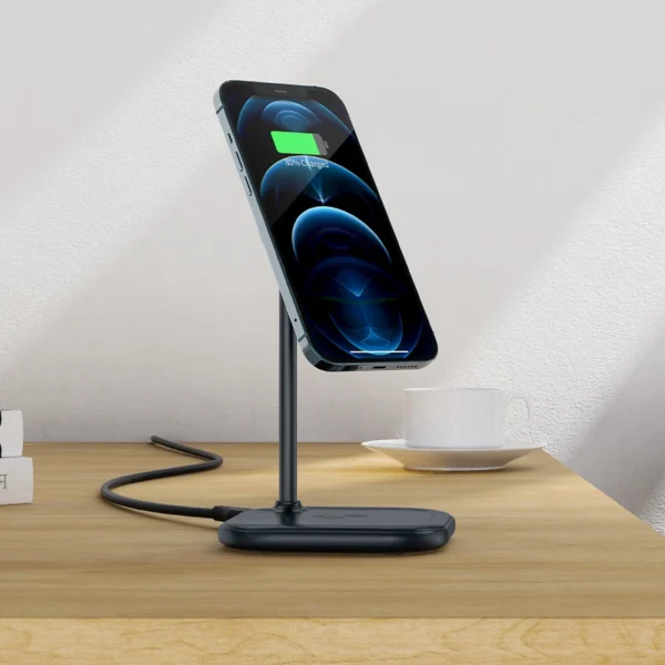 Acefast 15W Qi Wireless Charger for iPhone (with MagSafe) and Apple AirPods Stand Holder Magnetic Holder Gray (E6 gray)eng
