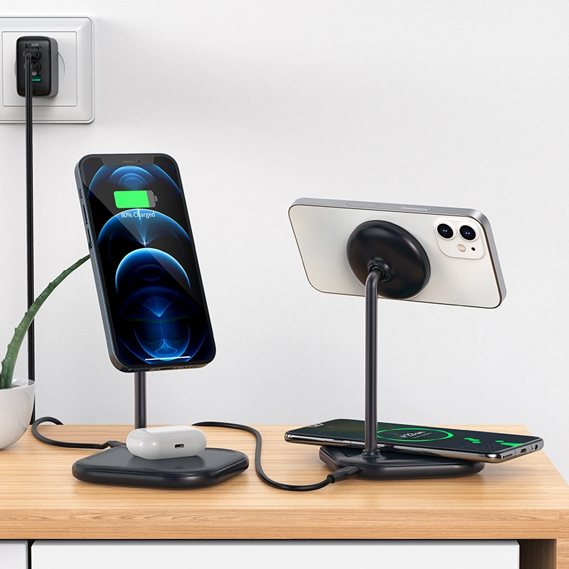 Acefast 15W Qi Wireless Charger for iPhone (with MagSafe) and Apple AirPods Stand Holder Magnetic Holder Gray (E6 gray)eng
