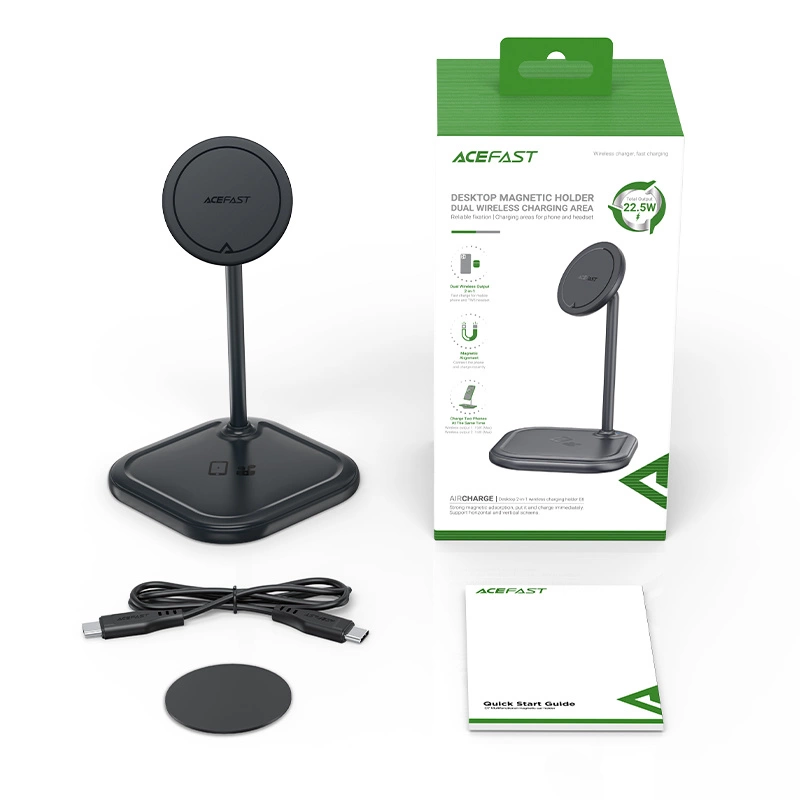 Acefast 15W Qi Wireless Charger for iPhone (with MagSafe) and Apple AirPods Stand Holder Magnetic Holder Gray (E6 gray)eng