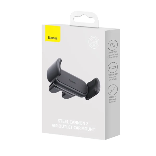 Baseus Steel Cannon 2 smartphone holder for ventilation grille black (SUGP000001)eng