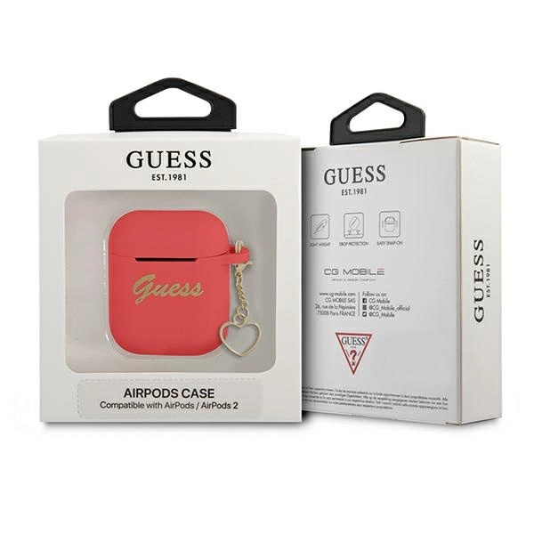 Guess GUA2LSCHSR AirPods cover red/red Silicone Charm Heart Collectioneng