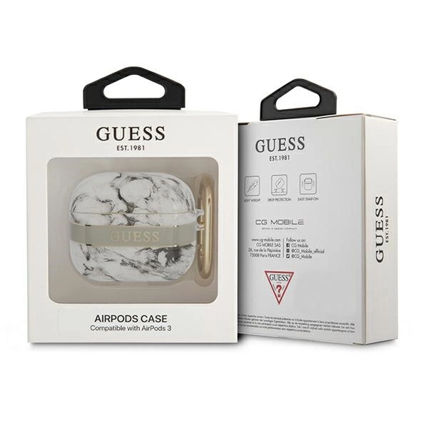 Guess GUA3HCHMAG AirPods 3 cover grey/grey Marble Strap Collectioneng