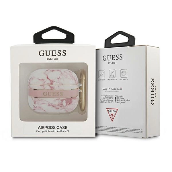 Guess GUA3HCHMAP AirPods 3 cover pink/pink Marble Strap Collectioneng