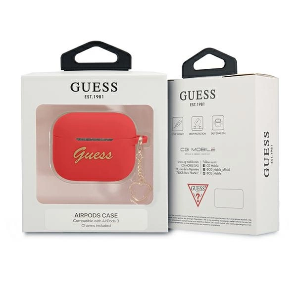 Guess GUA3LSCHSR AirPods 3 cover red/red Silicone Charm Heart Collectioneng