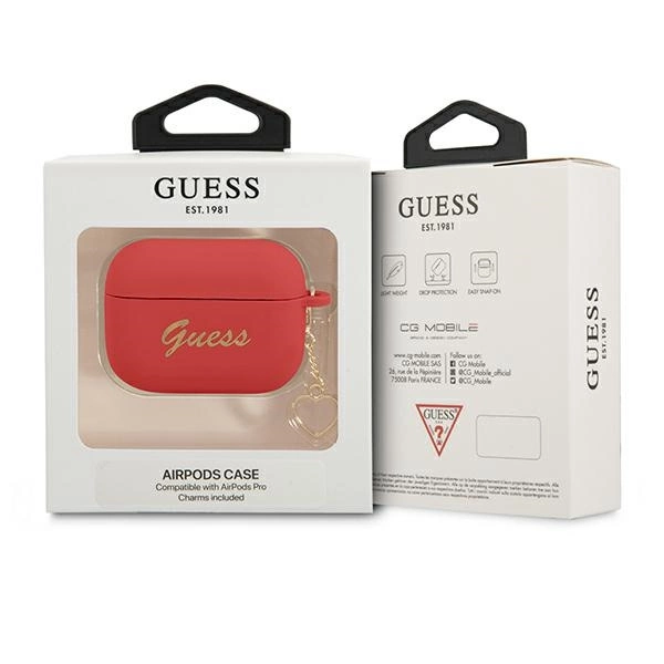 Guess GUAPLSCHSR AirPods Pro cover red/red Silicone Charm Heart Collectioneng