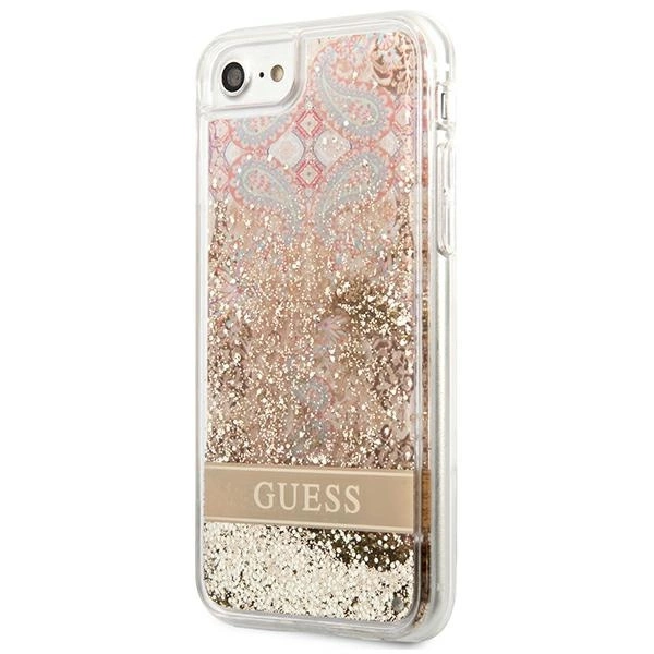 Guess Paisley Liquid Glitter case for iPhone SE 2022 / SE 2020 / 7 / 8 - goldeng