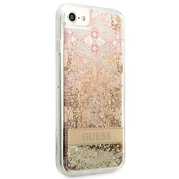 Guess Paisley Liquid Glitter case for iPhone SE 2022 / SE 2020 / 7 / 8 - goldeng