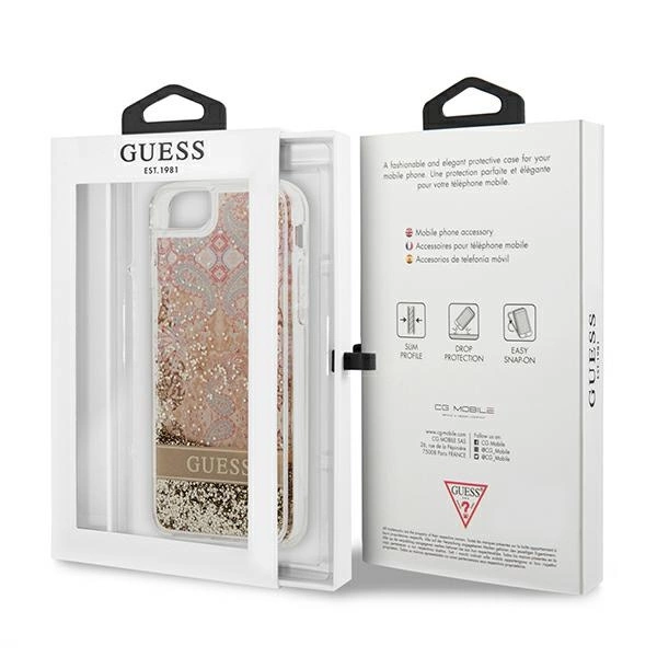 Guess Paisley Liquid Glitter case for iPhone SE 2022 / SE 2020 / 7 / 8 - goldeng