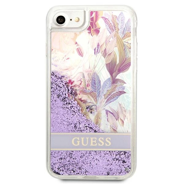 Guess Flower Liquid Glitter case for iPhone SE 2022 / SE 2020 / 7 / 8 - purpleeng