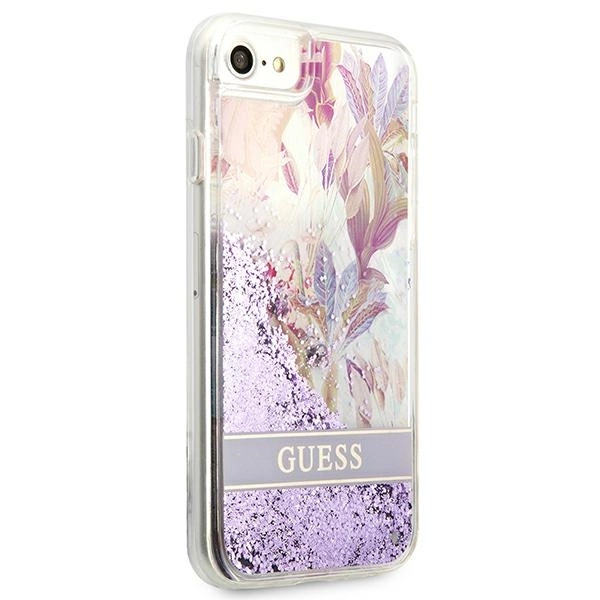 Guess Flower Liquid Glitter case for iPhone SE 2022 / SE 2020 / 7 / 8 - purpleeng