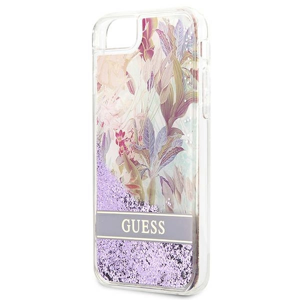 Guess Flower Liquid Glitter case for iPhone SE 2022 / SE 2020 / 7 / 8 - purpleeng