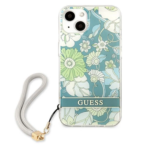 Guess GUHCP13MHFLSN iPhone 13 6.1" green/green hardcase Flower Strapeng