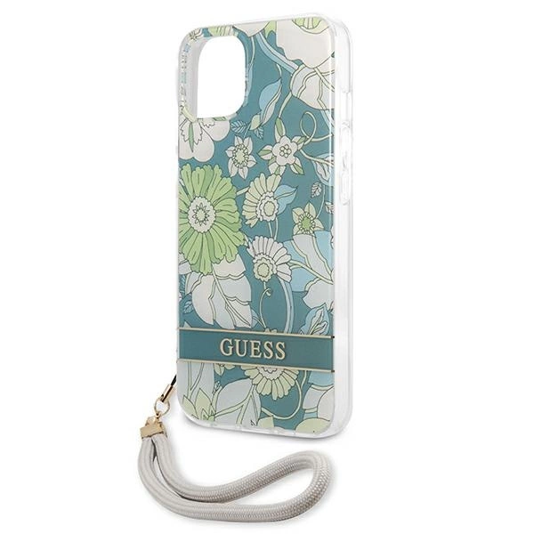 Guess GUHCP13MHFLSN iPhone 13 6.1" green/green hardcase Flower Strapeng