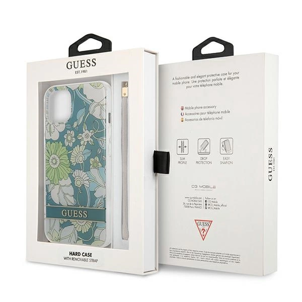 Guess GUHCP13MHFLSN iPhone 13 6.1" green/green hardcase Flower Strapeng