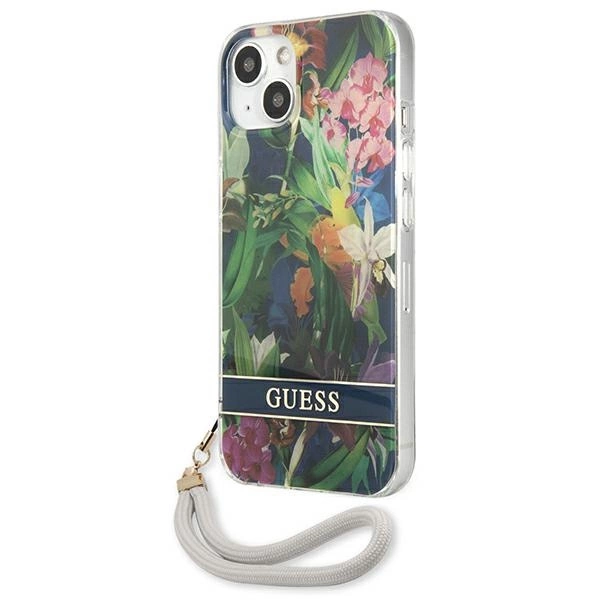 Guess GUHCP13SHFLSB iPhone 13 mini 5.4" blue/blue hardcase Flower Strapeng