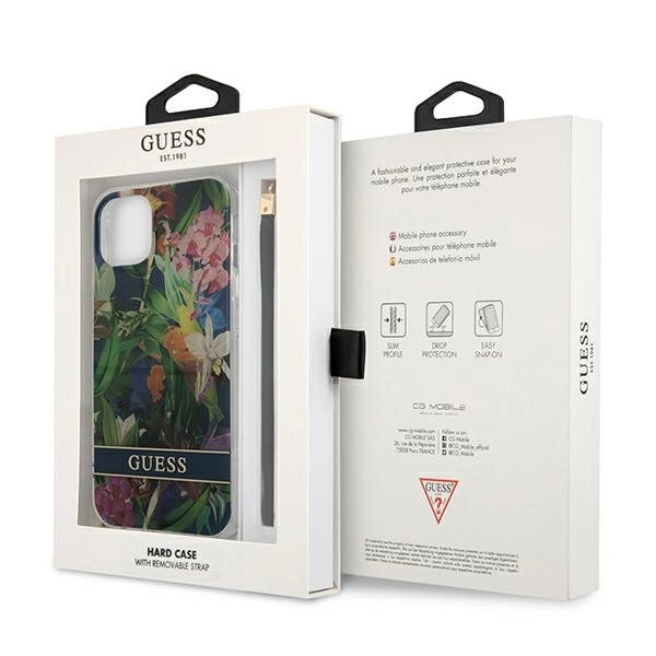 Guess GUHCP13SHFLSB iPhone 13 mini 5.4" blue/blue hardcase Flower Strapeng