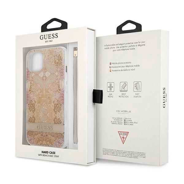 Guess GUHCP13SHFLSD iPhone 13 mini 5.4" gold/gold hardcase Flower Strapeng