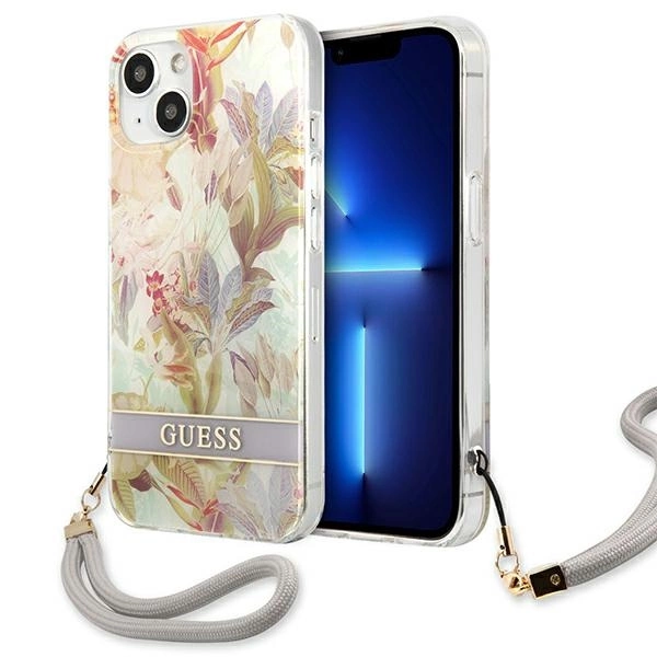 Guess GUHCP13SHFLSU iPhone 13 mini 5.4" purple/purple hardcase Flower Strapeng