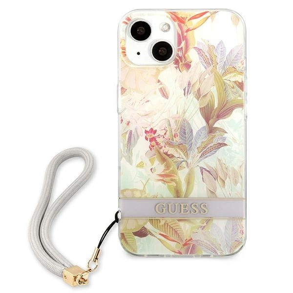 Guess GUHCP13SHFLSU iPhone 13 mini 5.4" purple/purple hardcase Flower Strapeng
