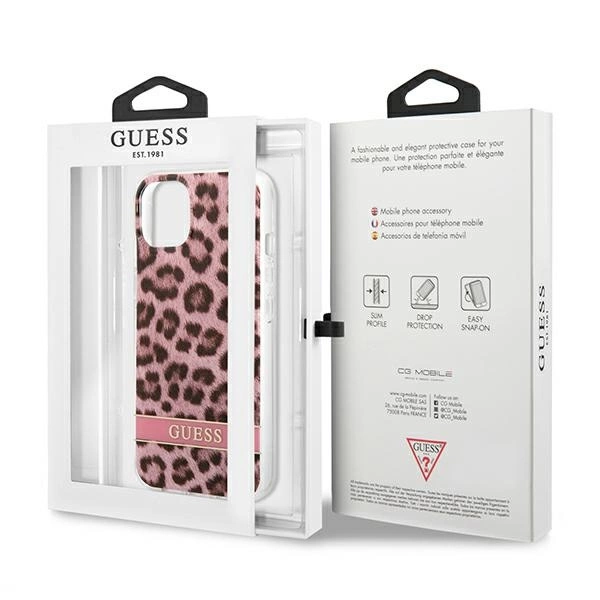 Guess GUHCP13SHSLEOP iPhone 13 mini 5.4" pink/pink hardcase Leopardeng
