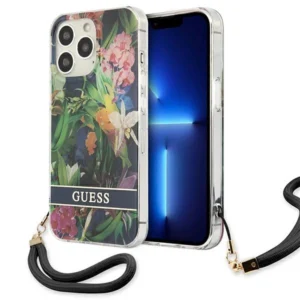 Guess GUHCP13XHFLSB iPhone 13 Pro Max 6.7" blue/blue hardcase Flower Strapeng