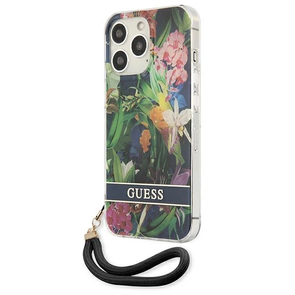 Guess GUHCP13XHFLSB iPhone 13 Pro Max 6.7" blue/blue hardcase Flower Strapeng