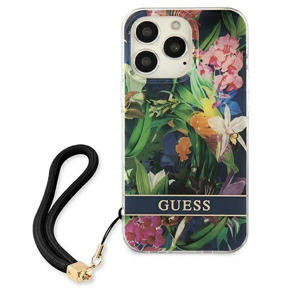 Guess GUHCP13XHFLSB iPhone 13 Pro Max 6.7" blue/blue hardcase Flower Strapeng