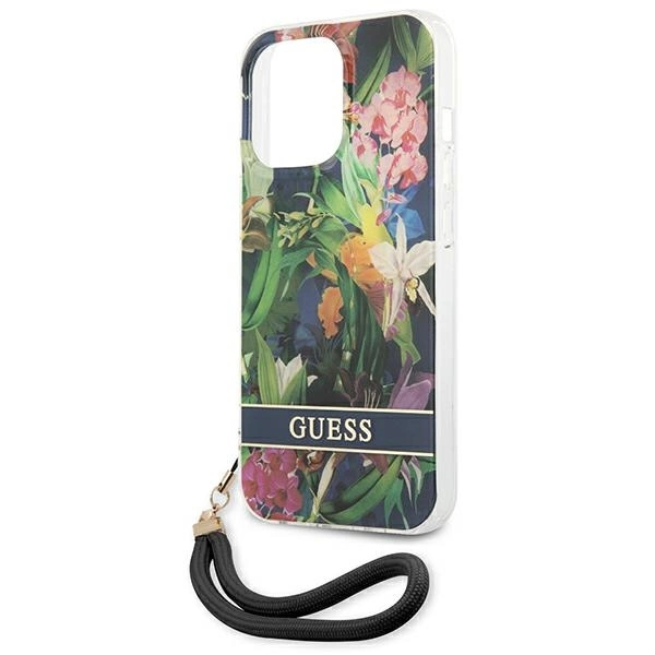 Guess GUHCP13XHFLSB iPhone 13 Pro Max 6.7" blue/blue hardcase Flower Strapeng