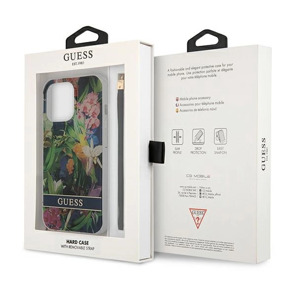 Guess GUHCP13XHFLSB iPhone 13 Pro Max 6.7" blue/blue hardcase Flower Strapeng