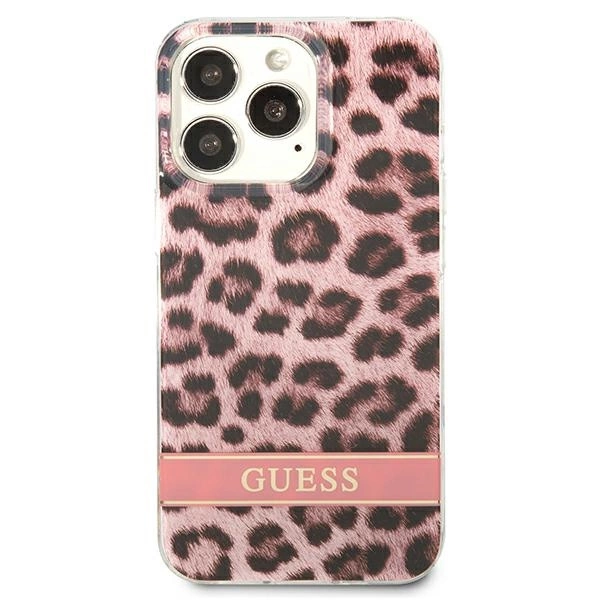 Guess GUHCP13XHSLEOP iPhone 13 Pro Max 6.7" pink/pink hardcase Leopardeng
