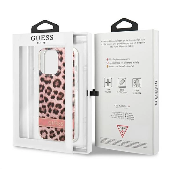 Guess GUHCP13XHSLEOP iPhone 13 Pro Max 6.7" pink/pink hardcase Leopardeng